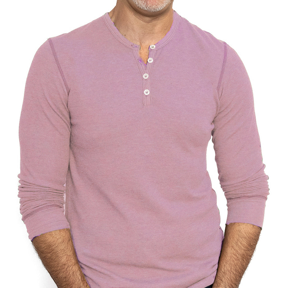 Spring Pink Baby Thermal Long Sleeve Henley Shirt