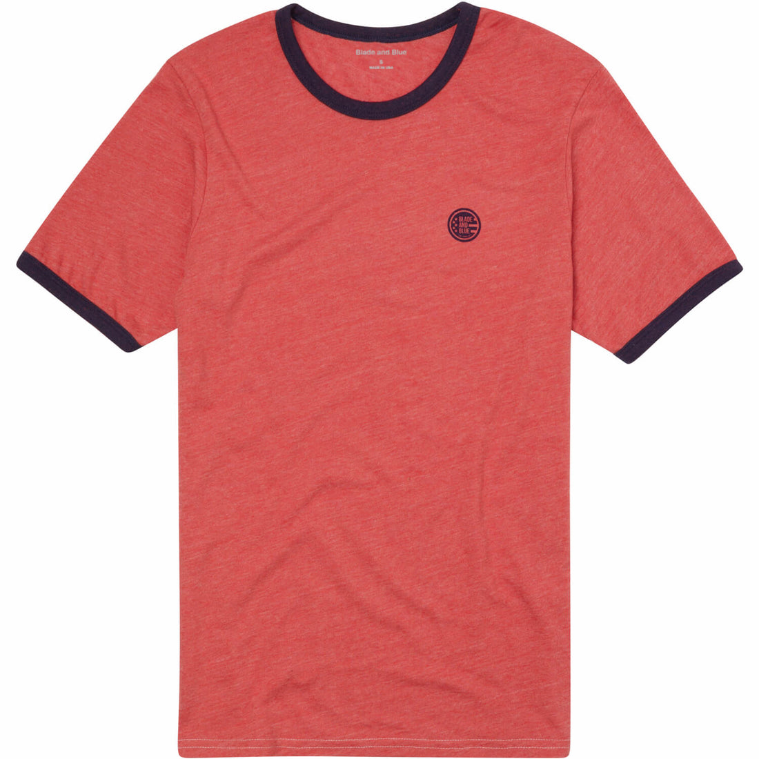 Tomato Red &amp; Navy Tri-Blend Varsity Ringer T-Shirt