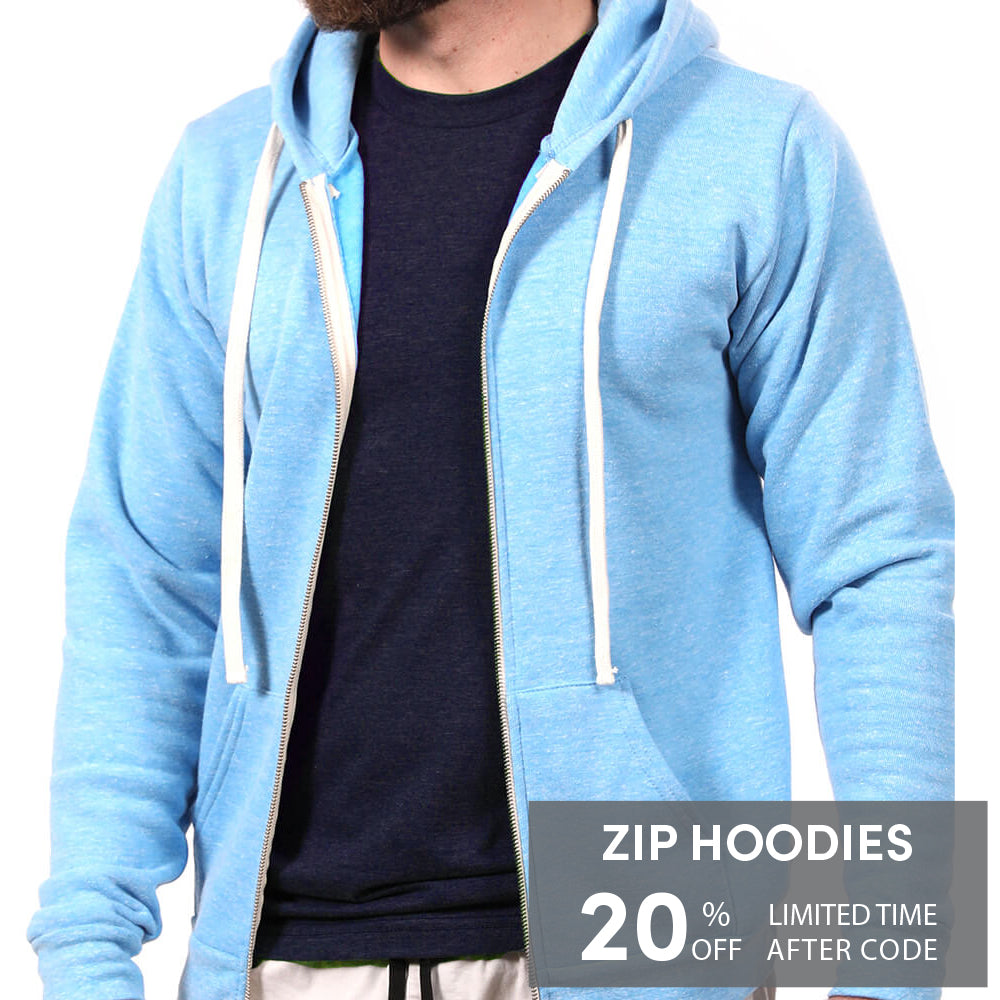 Sky Blue Heather Full Zip Hoodie