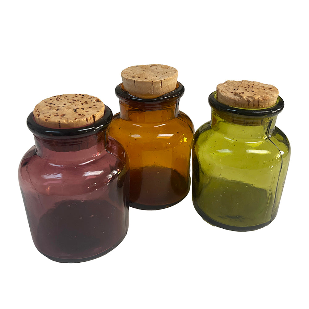 Vintage Colored Glass Apothecary Jars Set