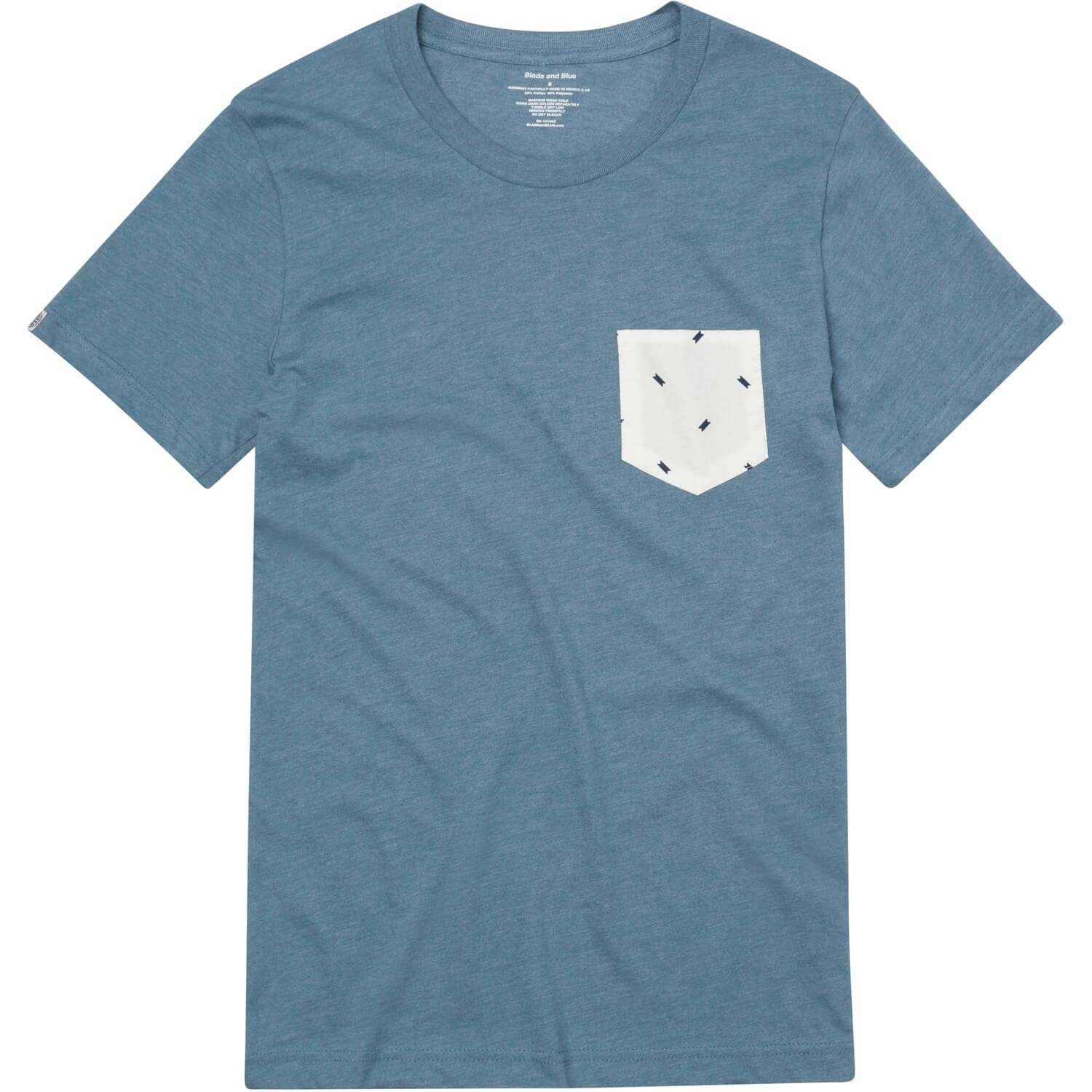 Blue-Grey With Cream &amp; Black Mini Ikat Pocket T-Shirt