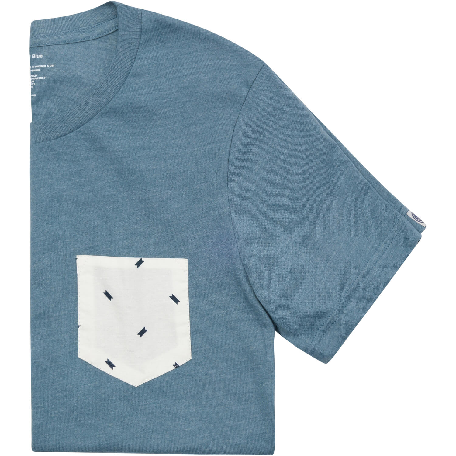 Blue-Grey With Cream &amp; Black Mini Ikat Pocket T-Shirt