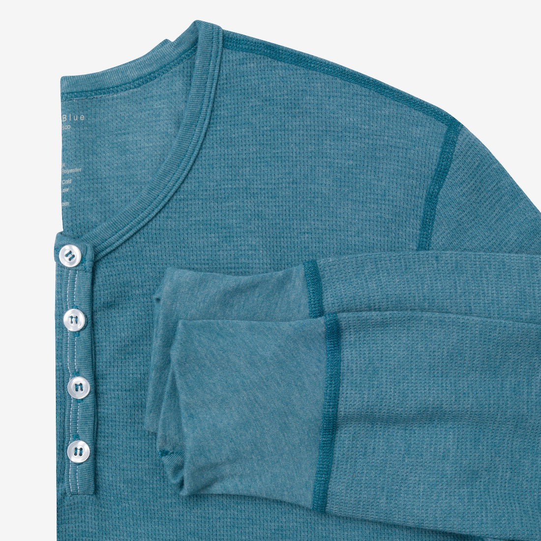 Varsity Teal Baby Thermal Long Sleeve Henley Shirt