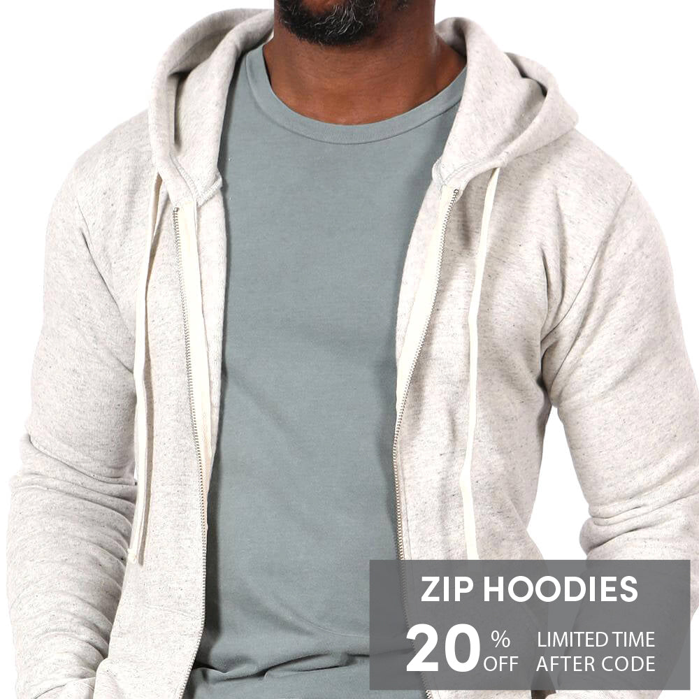 White Heather Salt &amp; Pepper Full Zip Hoodie