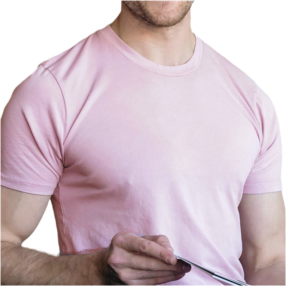 Soft Blush Pink Pigment Dyed Cotton Classic Short Sleeve Tee - Made In USA