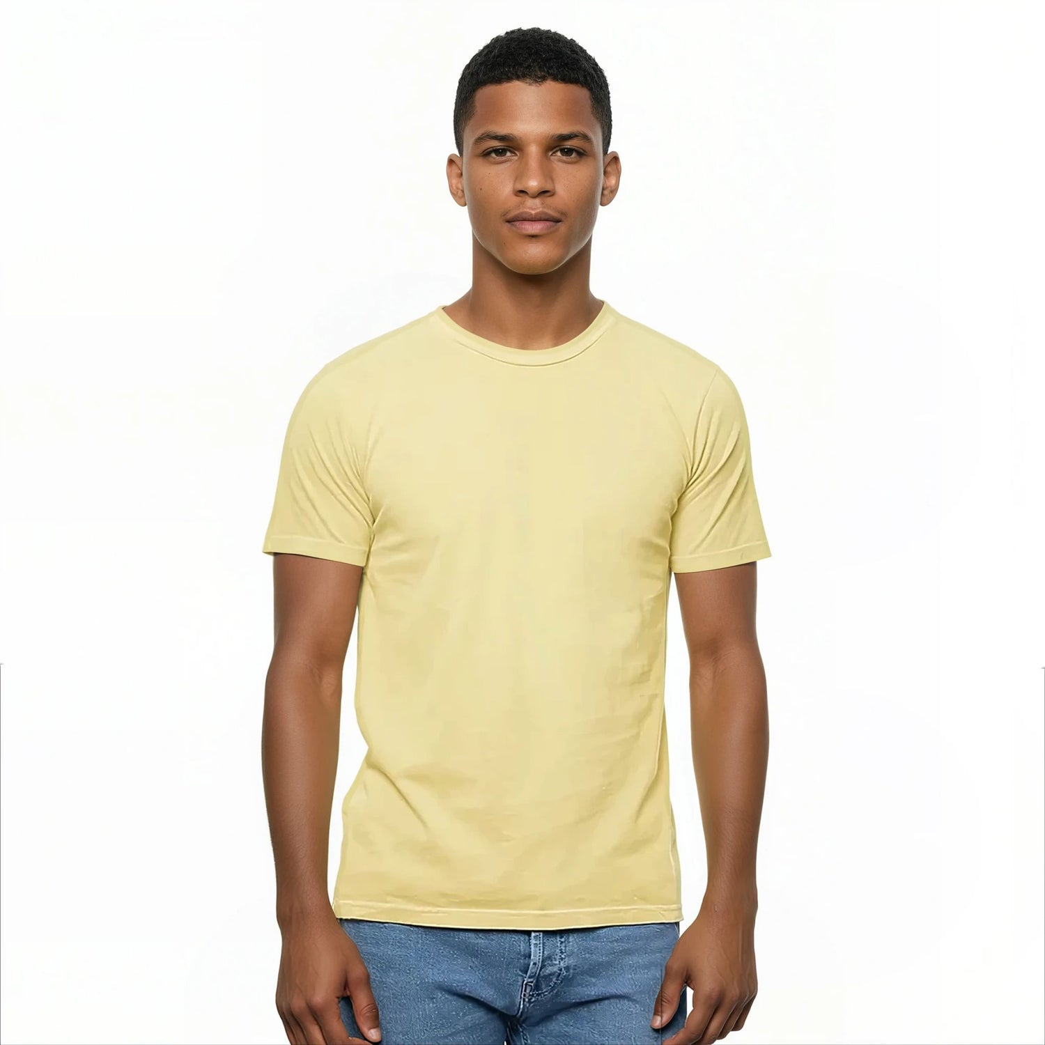 Soft Yellow Pigment Dyed Cotton Classic Short Sleeve Tee - Made In USA