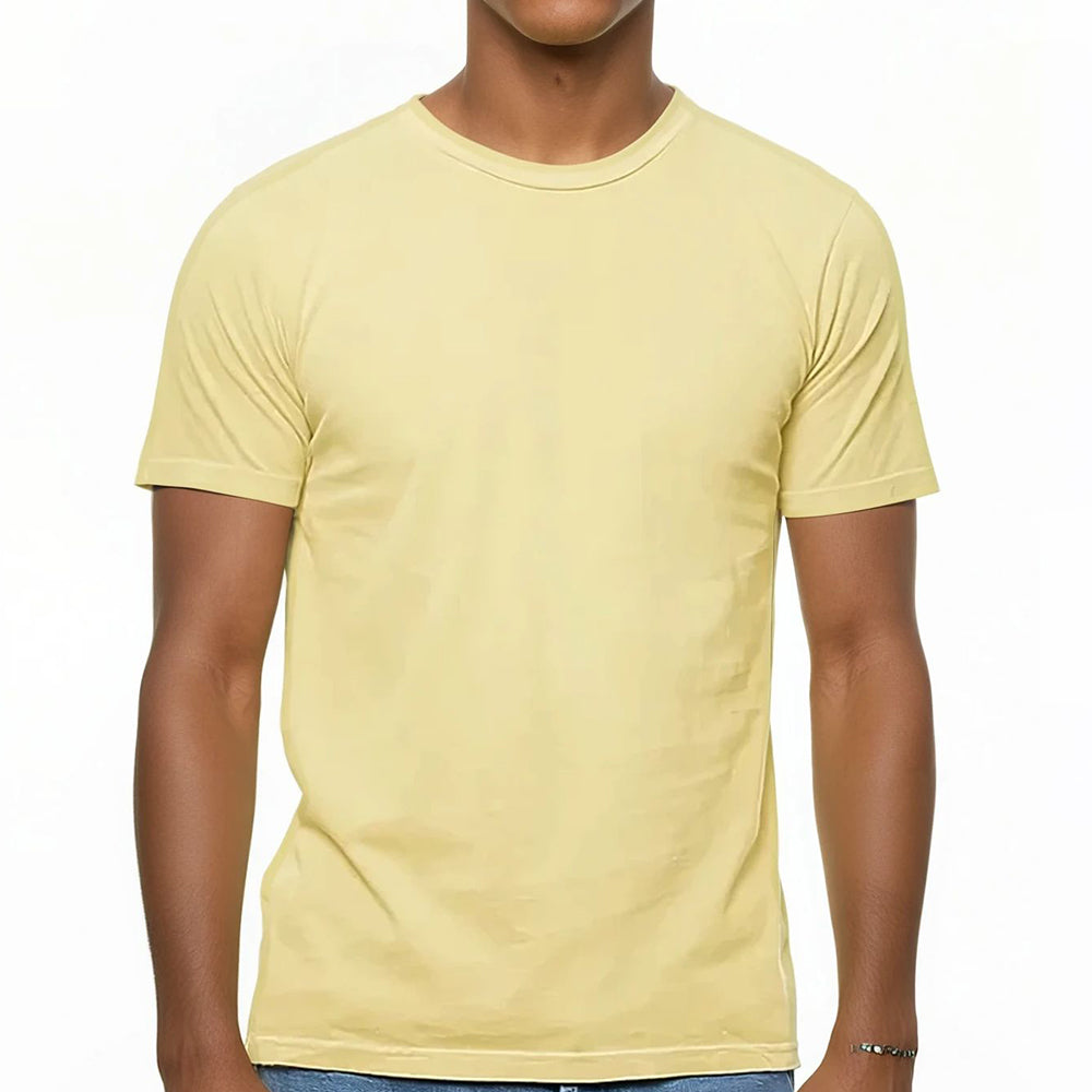 Soft Yellow Pigment Dyed Cotton Classic Short Sleeve Tee - Made In USA