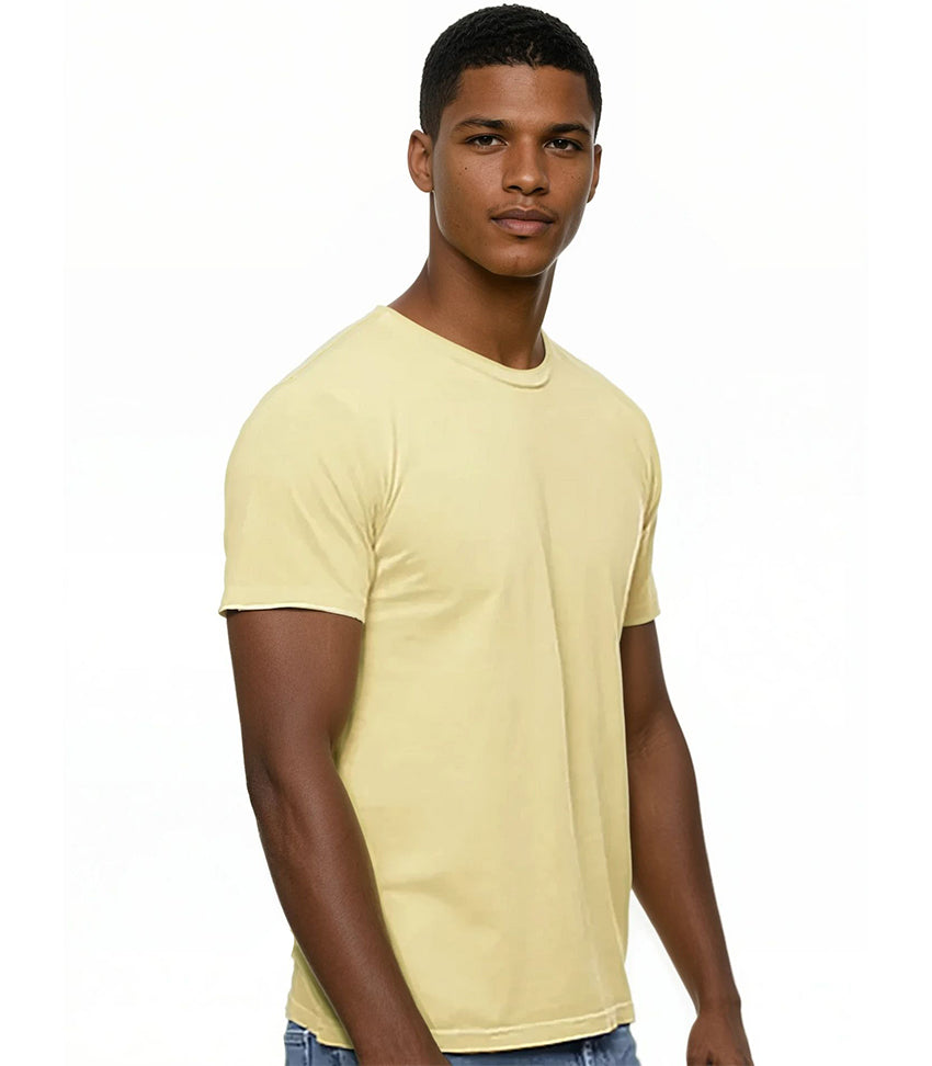 Soft Yellow Pigment Dyed Cotton Classic Short Sleeve Tee - Made In USA