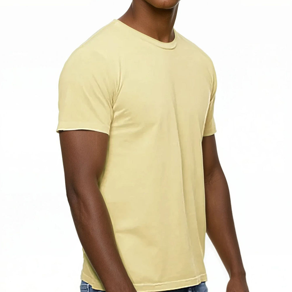 Soft Yellow Pigment Dyed Cotton Classic Short Sleeve Tee - Made In USA