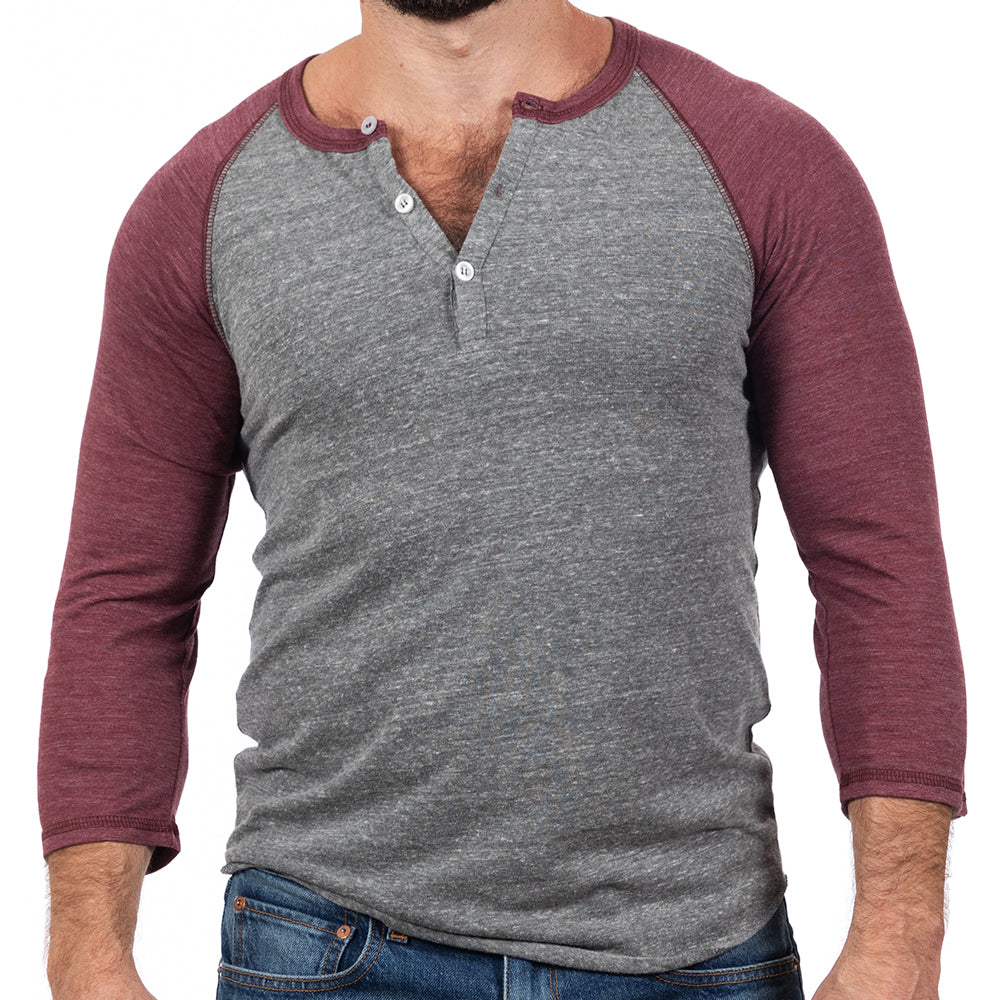 Blended Men's Long Sleeve Baseball T-Shirt Jersey Raglan Two-Tone Active Tee, Size: Small