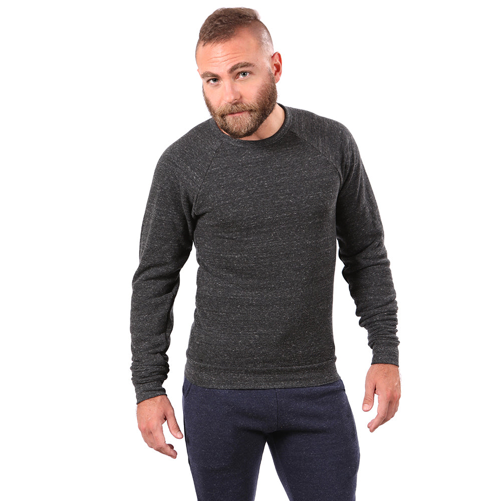 Charcoal Grey Marled Crewneck Sweatshirt Made in USA For Men