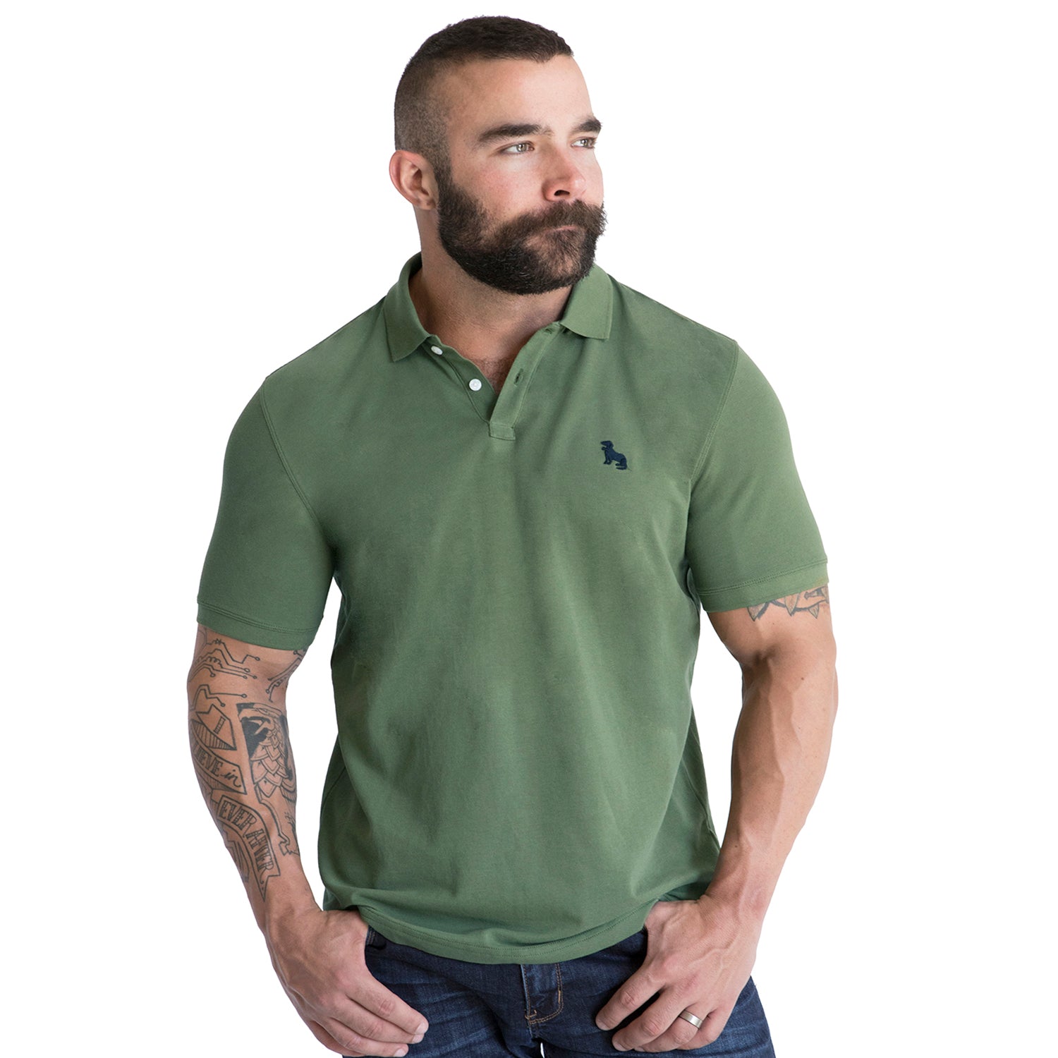 Olive green hot sale collared shirt