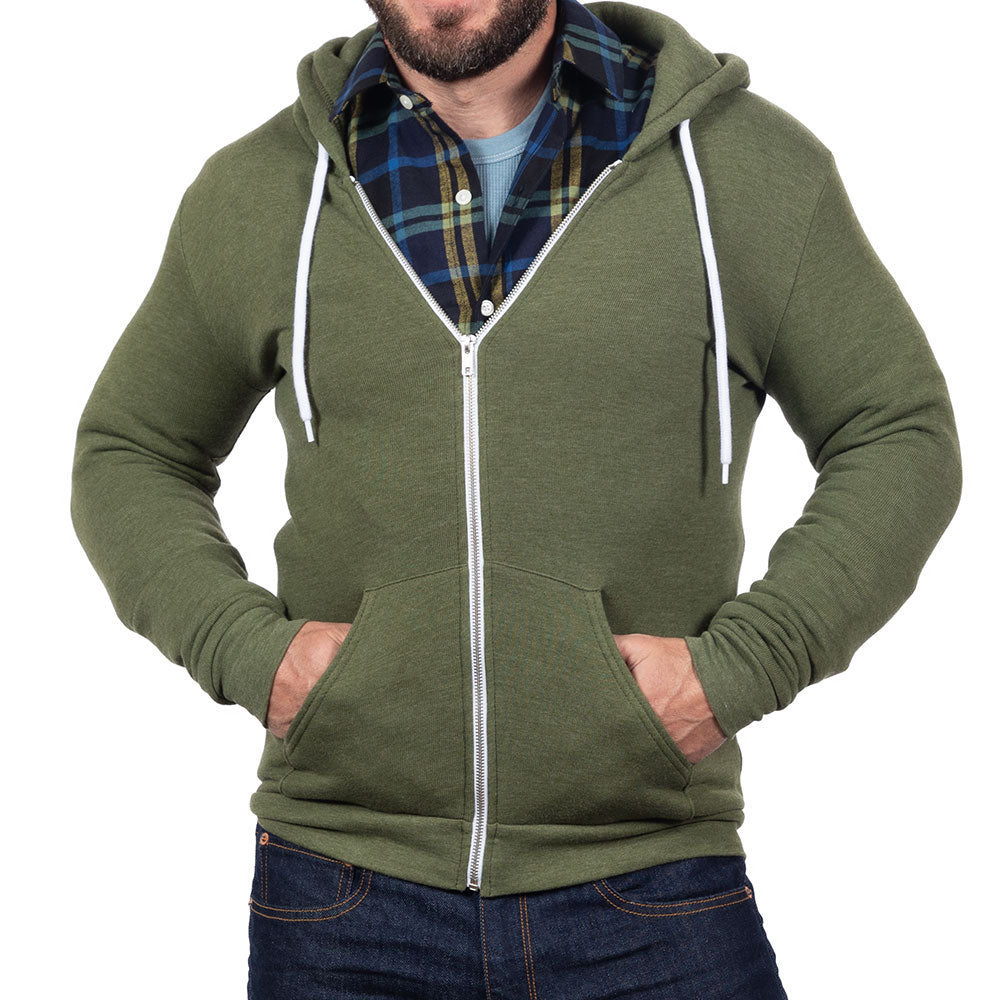 Olive Heather Zip Hoodie – Blade + Blue