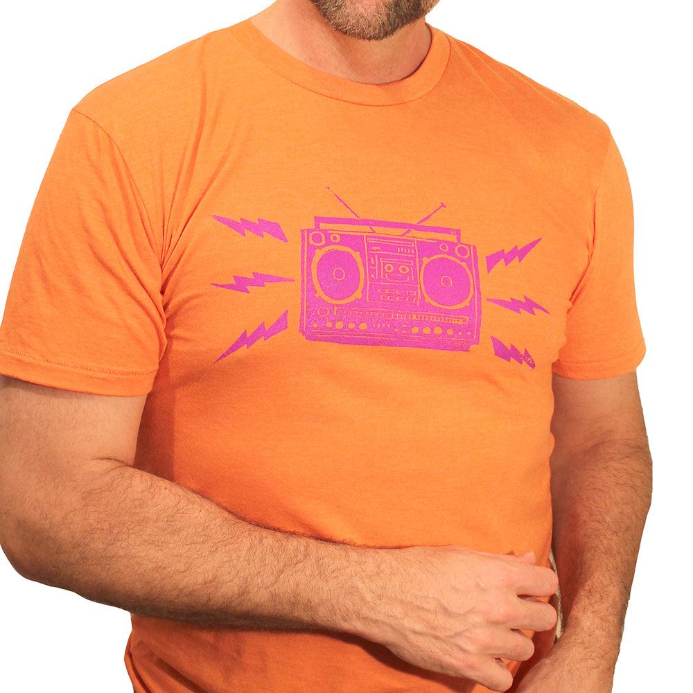 Provincetown Boombox On Orange Tee - Made In USA