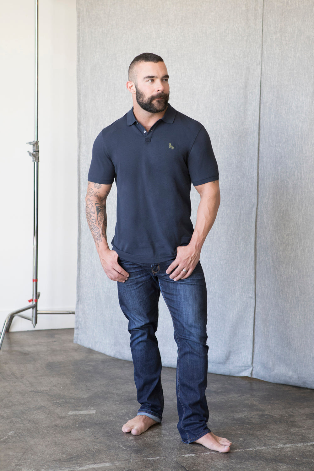 Navy blue polo sales with jeans