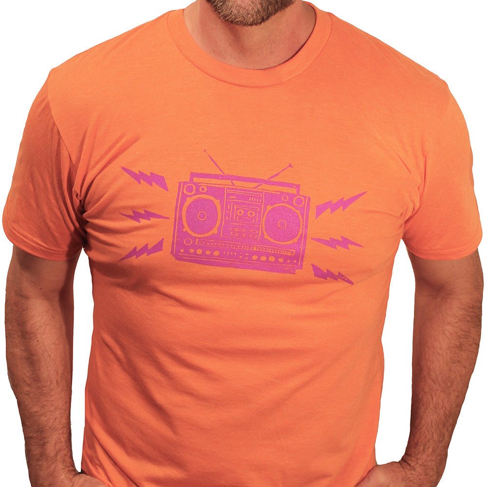 Provincetown Boombox On Orange Tee - Made In USA