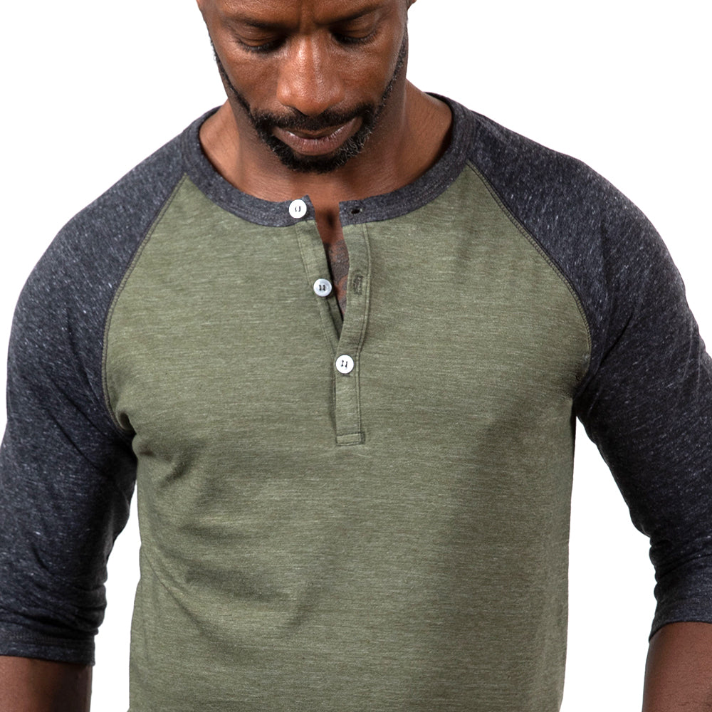 Olive green sales henley t shirt