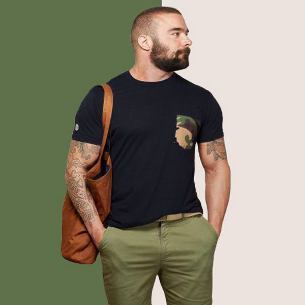 Black t shirt sales with green print